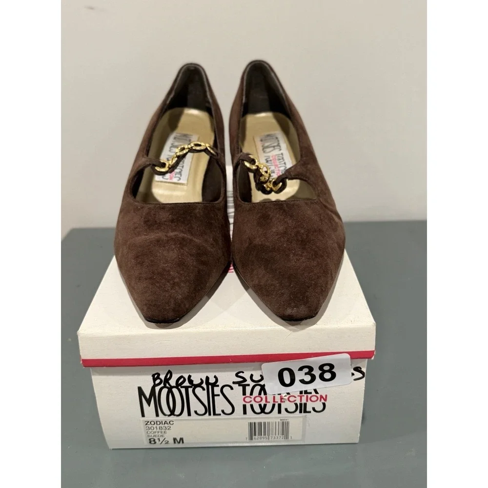Mootsies Tootsies Zodiac Coffee Brown Suede Kitten Heel Pump Shoes Womens 8.5 M